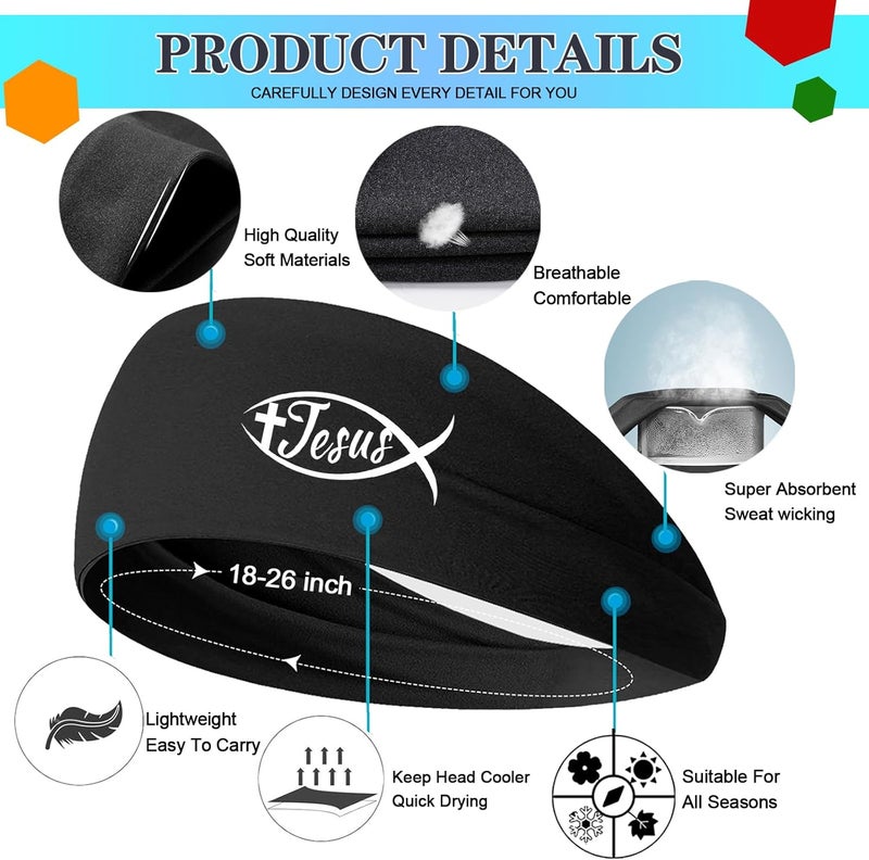 FACITE Headbands for Men Women 3pcs Sweat Bands Headbands Men Sweatbands Women - Image 3
